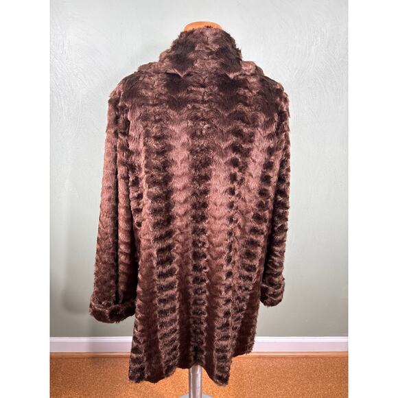 Dennis Basso Coat Women's Size Large Brown Faux Fur Lined Snow Winter Jacket - Picture 2 of 15